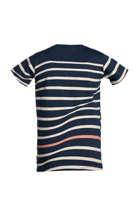 T-shirt Gruissan Marinière Bleu/Corail Enfant